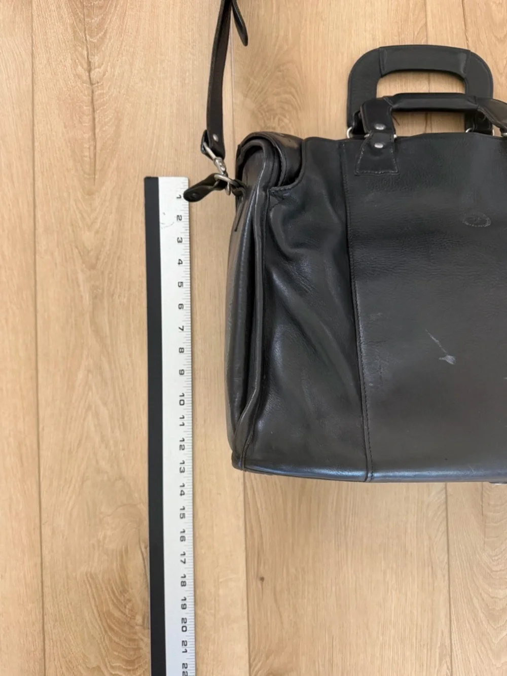 Glaser Designs Black Leather Briefcase.